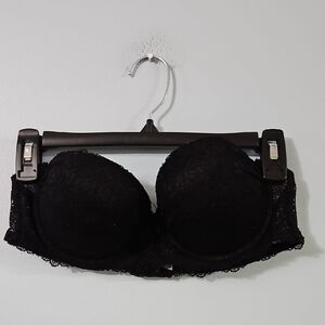 Kathy Ireland Black Lace Strapless Push Up Bra Size 36B
